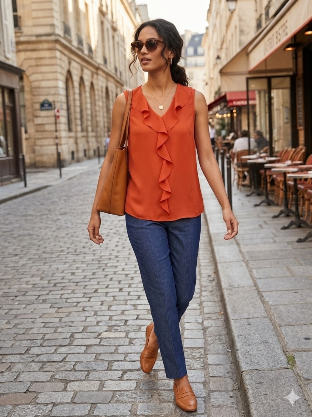 Vince Camuto Red Ruffled Sleeveless Blouse